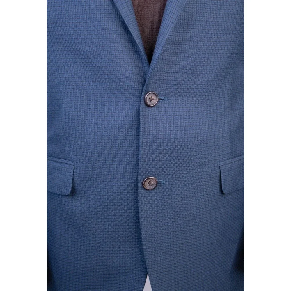 Ralph Lauren Mens Blazer Sz 42L Sport Coat Jacket Poly Blend 2-Bttn Houndstooth